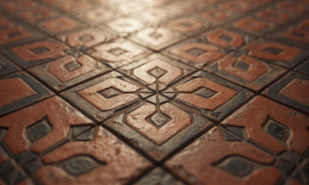 Patterned tile floor detail