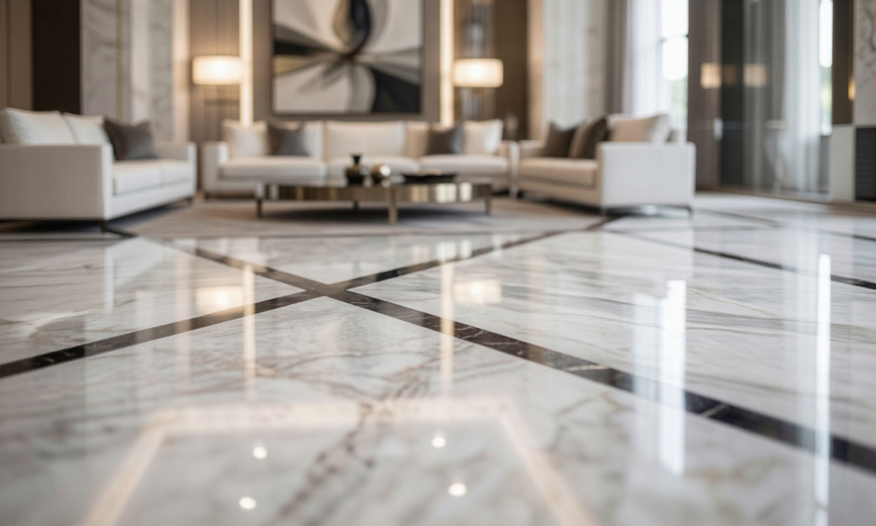 Modern living room with premium flooring